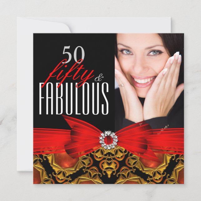Invitación Fiesta de Cumpleaños número 50 Espléndida Joyas Ro (Anverso)