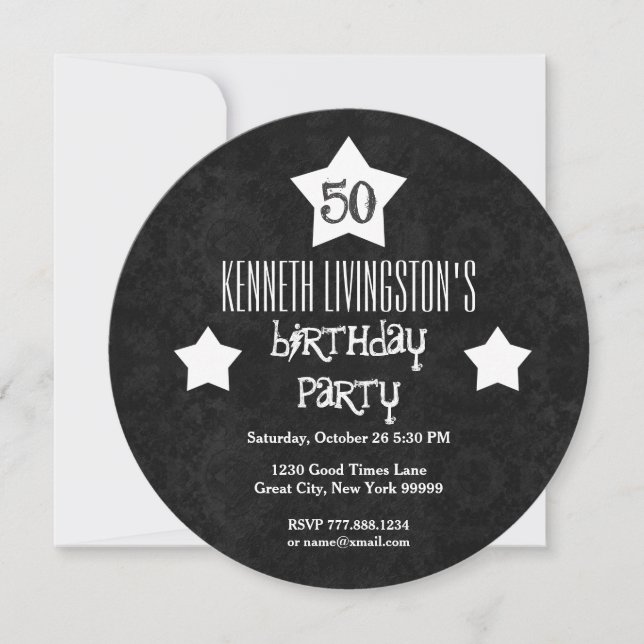 Invitación Fiesta de cumpleaños número 50 Estrellas blancas d (Anverso)