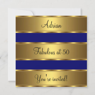 Invitación Fiesta de cumpleaños número 50 fabulosa azul oscur