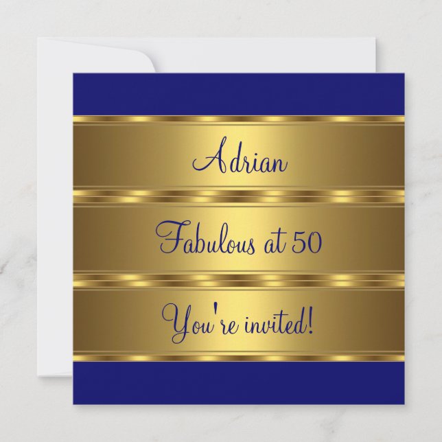 Invitación Fiesta de cumpleaños número 50 fabulosa azul oscur (Anverso)