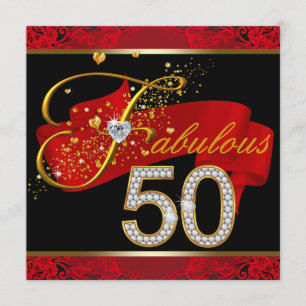 Invitación Fiesta de cumpleaños número 50 fabulosa con diaman