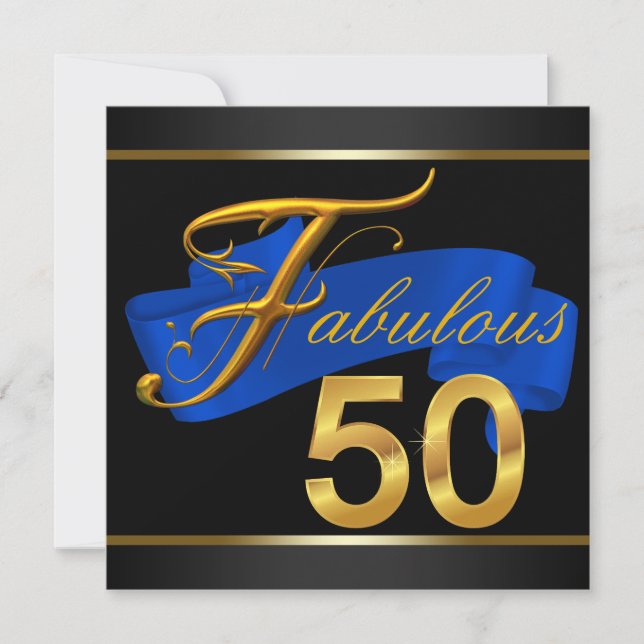 Invitación Fiesta de cumpleaños número 50 fabulosa de azul re (Anverso)
