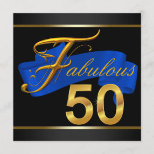 Invitación Fiesta de cumpleaños número 50 fabulosa de azul re