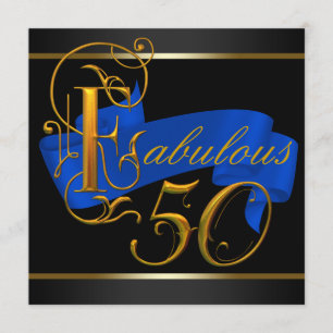 Invitación Fiesta de cumpleaños número 50 fabulosa de azul re