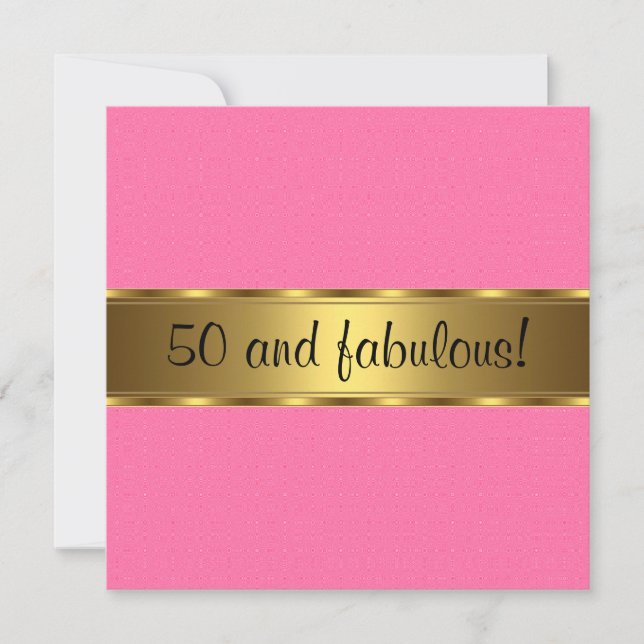 Invitación Fiesta de cumpleaños número 50 fabulosa de oro ros (Anverso)