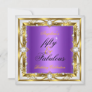Invitación Fiesta de cumpleaños número 50 fabulosa púrpura bl