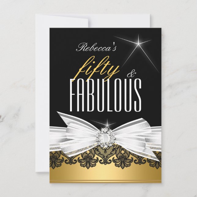 Invitación Fiesta de Cumpleaños número 50 Fabuloso con Encaje (Anverso)