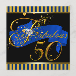 Invitación Fiesta de Cumpleaños número 50 Fantástica de Azul