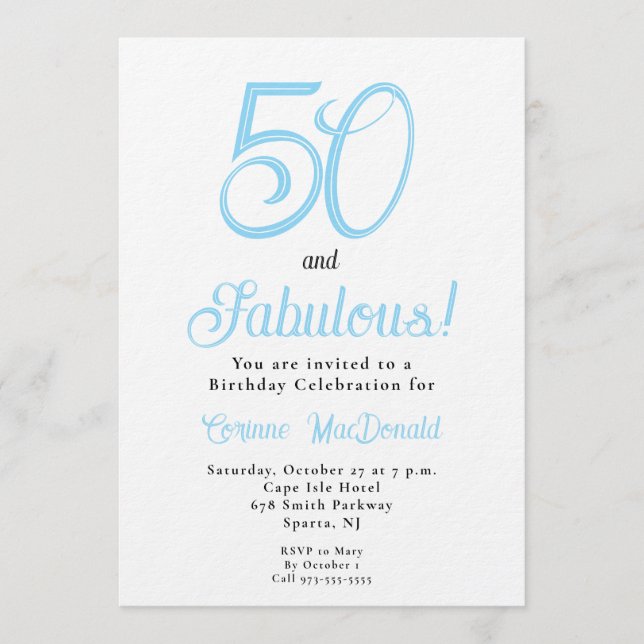 Invitación Fiesta de cumpleaños número 50 Fifty and Fabulous  (Anverso)