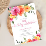 Invitación Fiesta de cumpleaños número 50 floral naranja rosa<br><div class="desc">Para una personalización más avanzada de este diseño,  simplemente seleccione el botón "Editar con la herramienta de diseño" de arriba.</div>