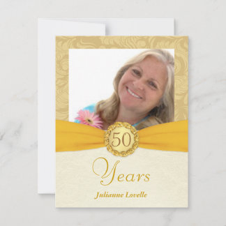 Invitación Fiesta de cumpleaños número 50 - Foto de monograma