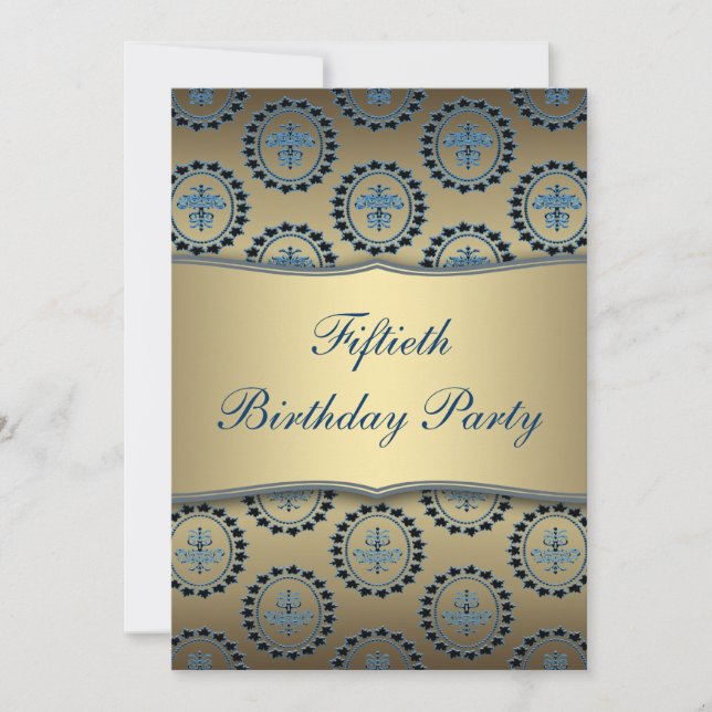 Invitación Fiesta de cumpleaños número 50 Gold Teal (Anverso)