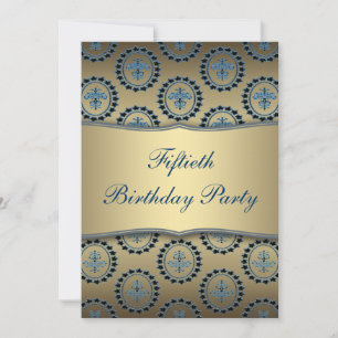 Invitación Fiesta de cumpleaños número 50 Gold Teal