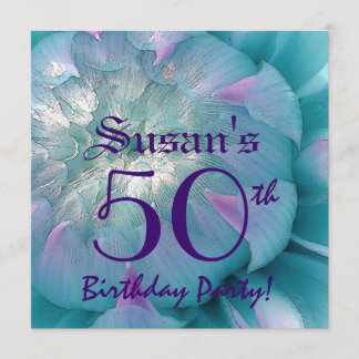 Invitación Fiesta de cumpleaños número 50 Hermosa Dahlia Bloo