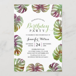Invitación Fiesta de cumpleaños número 50 hojas de acuarela t