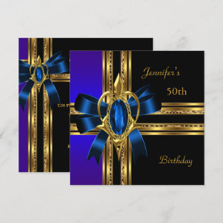 Invitación Fiesta de cumpleaños número 50 Joyas de corazón az