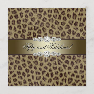 Invitación Fiesta de cumpleaños número 50 Leopardo Dorado