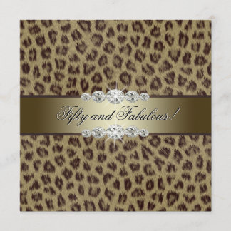 Invitación Fiesta de cumpleaños número 50 Leopardo Dorado