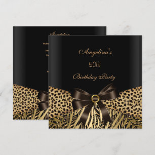 Invitación Fiesta de cumpleaños número 50 Leopardo dorado Mar