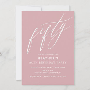 Invitación Fiesta de cumpleaños número 50 Minimalista Neutro 