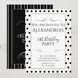 Invitación Fiesta de cumpleaños número 50 moderna en negro y