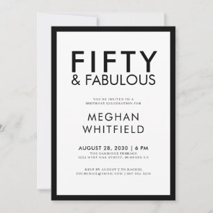 Invitación Fiesta de cumpleaños número 50 moderna y fabulosa