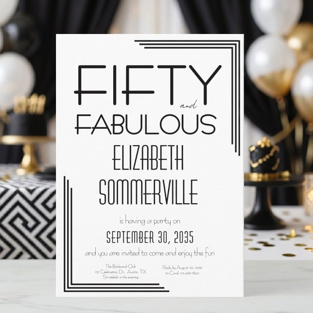 Invitación Fiesta de cumpleaños número 50 moderna y fabulosa (Subido por el creador)