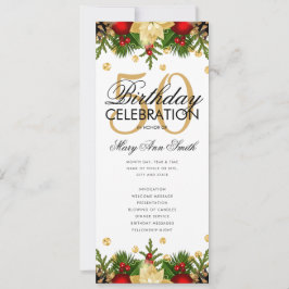 Invitación Fiesta de cumpleaños número 50 Oro con menú