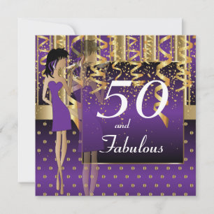 Invitación Fiesta de Cumpleaños número 50 para Chicas   Púrpu