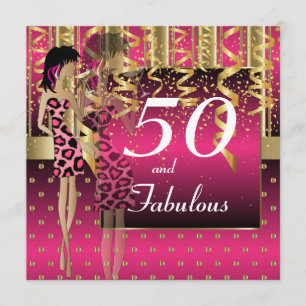 Invitación Fiesta de Cumpleaños número 50 para Chicas   Rosa 