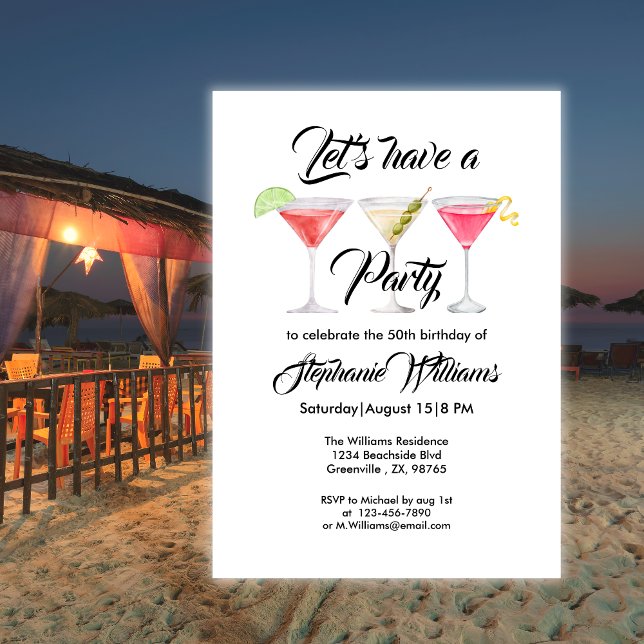 Invitación Fiesta de cumpleaños número 50 para cócteles de mu (Subido por el creador)