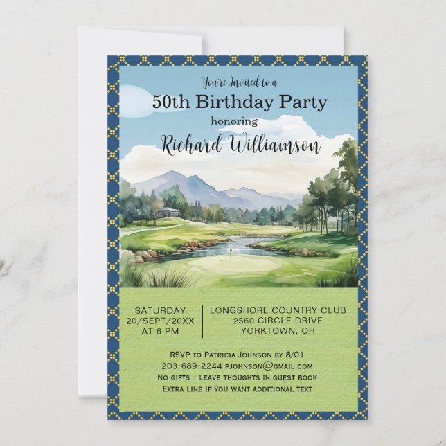 Invitación Fiesta de cumpleaños número 50 para hombres con te (Anverso)