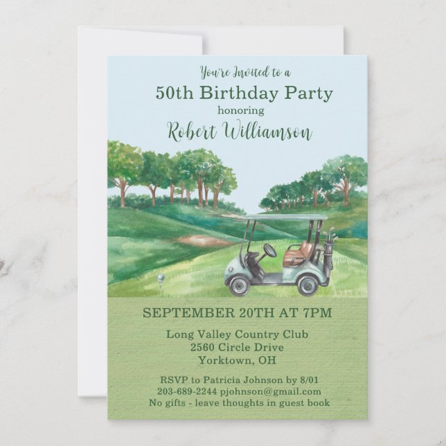 Invitación Fiesta de cumpleaños número 50 para hombres con te (Anverso)