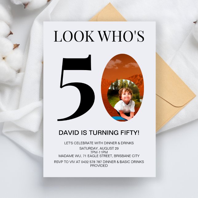 Invitación Fiesta de cumpleaños número 50 para hombres mujere (Subido por el creador)