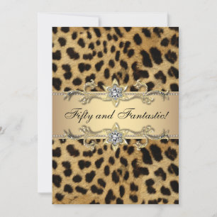 Invitación Fiesta de cumpleaños número 50 para mujer Leopardo