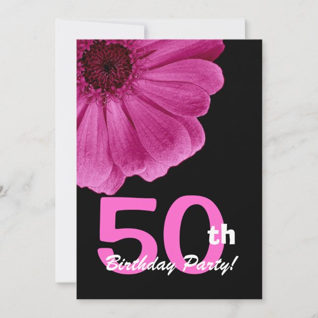Invitación Fiesta de cumpleaños número 50 por su rosado Daisy (Anverso)