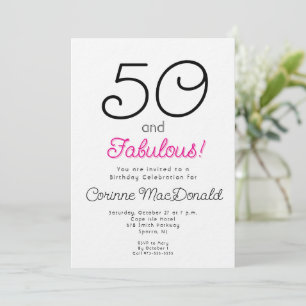 Invitación Fiesta de cumpleaños número 50 rosa Fifty and Fabu