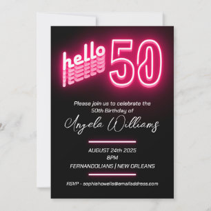 Invitación Fiesta de cumpleaños número 50 rosado
