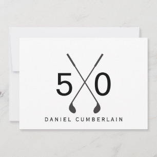Invitación Fiesta de cumpleaños número 50 sencilla de golf ne