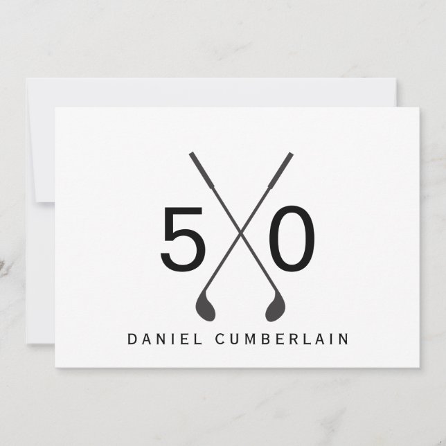 Invitación Fiesta de cumpleaños número 50 sencilla de golf ne (Anverso)