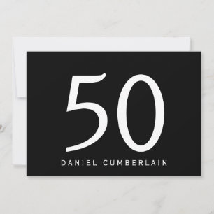 Invitación Fiesta de cumpleaños número 50 Simple Negro