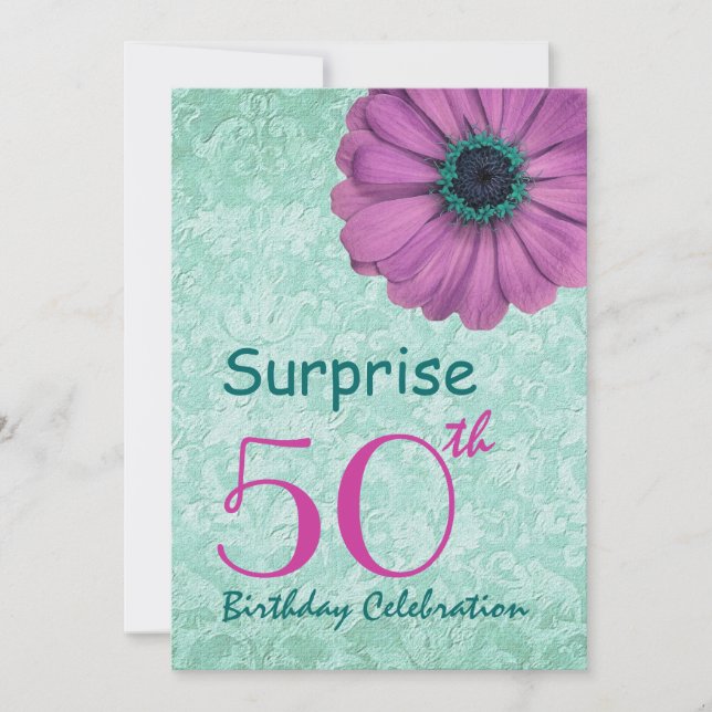 Invitación Fiesta de cumpleaños número 50 SORPRESA Rosa y Dai (Anverso)