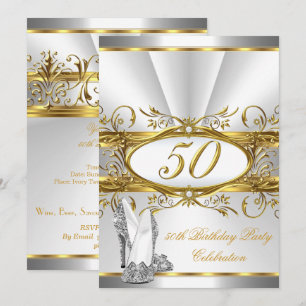 Invitación Fiesta de cumpleaños número 50 Tacones de plata y 