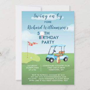 Invitación Fiesta de cumpleaños número 50 tema de golf para h