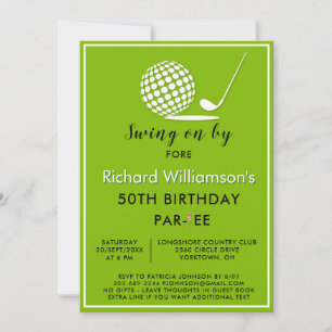 Invitación Fiesta de cumpleaños número 50 tema de golf para h