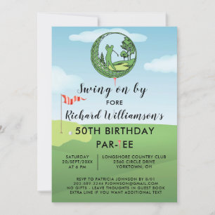 Invitación Fiesta de cumpleaños número 50 tema de golf para h