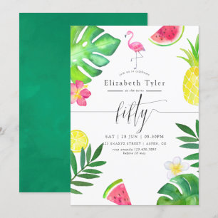 Invitación Fiesta de cumpleaños número 50 tropical exótico Fl
