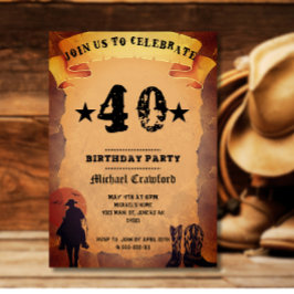 Invitación fiesta de cumpleaños número 50 vaquero papel viejo