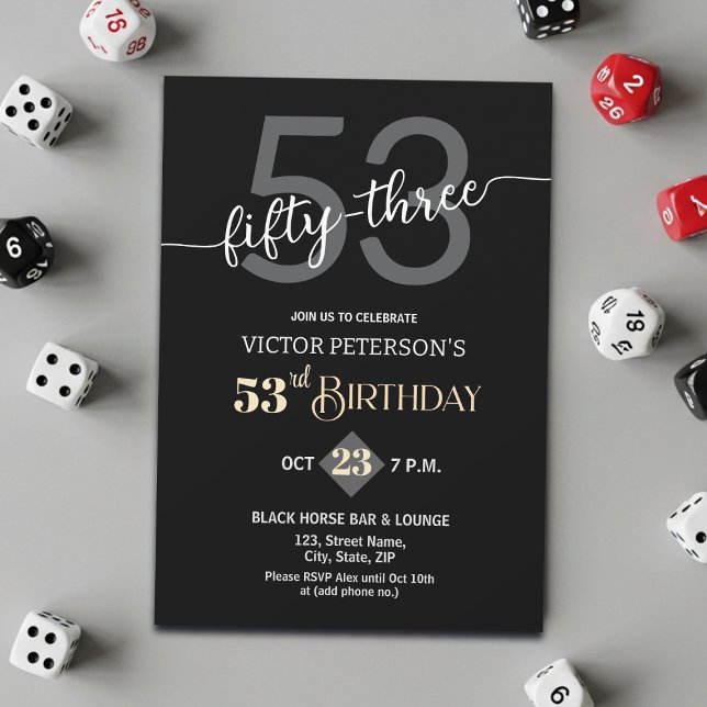 Invitación Fiesta de cumpleaños número 53 de hombres minimali (Subido por el creador)