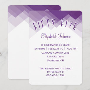 Invitación Fiesta de cumpleaños número 55 Borde púrpura y bla